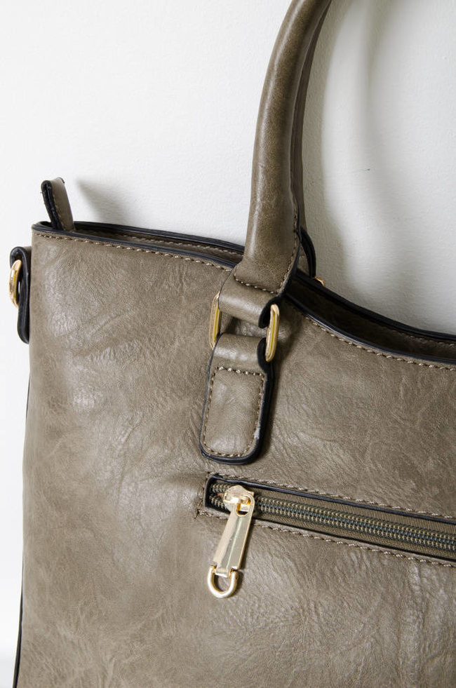 TORBA SHOPPER Z IMITACJI SKÓRY- KHAKI
