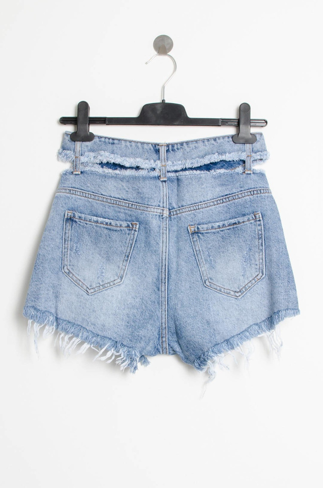 SZORTY JEANSOWE Z WYCIĘCIEM - WYSOKI STAN