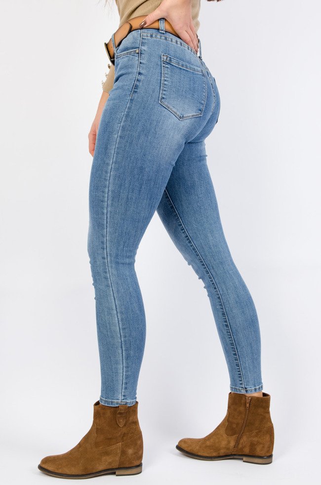  Spodnie jeansowe z guzikami.Wysoki stan