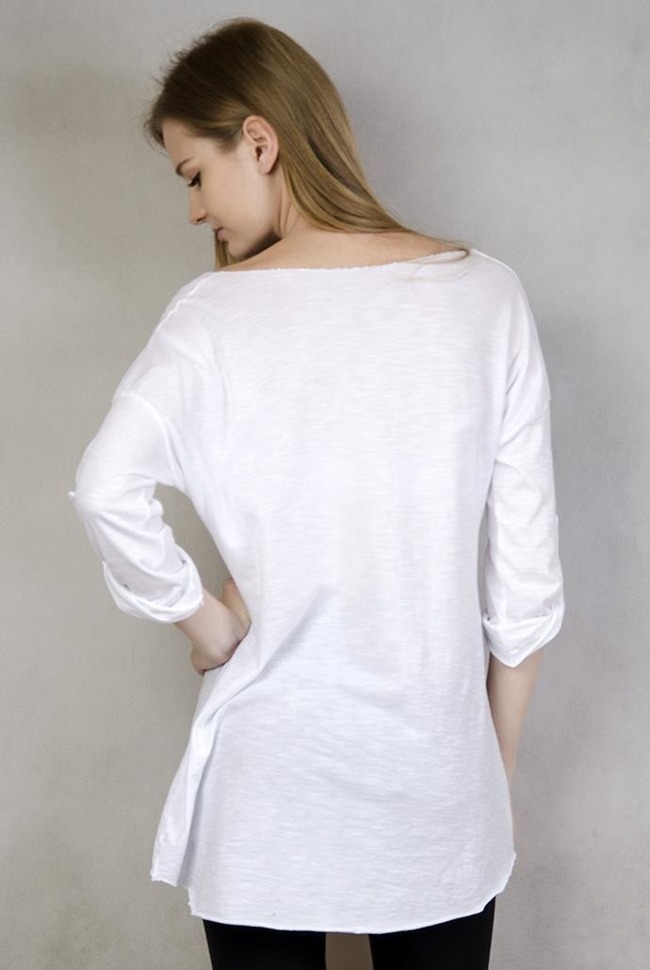 Asymetryczna biała bluzka z cekinami