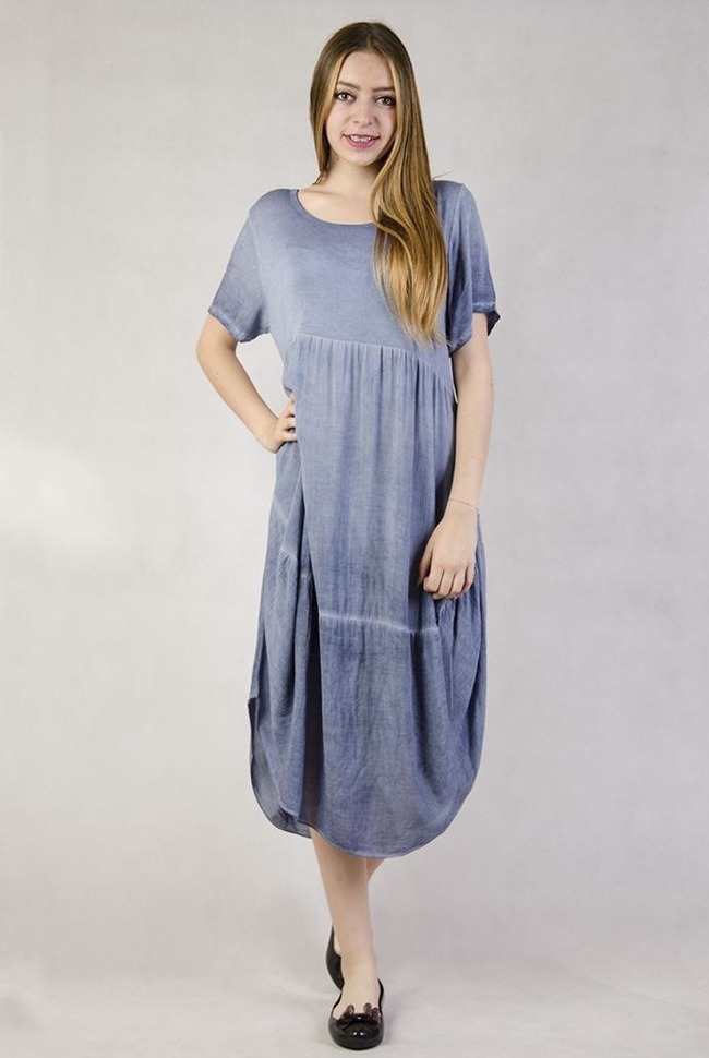 Asymetryczna, długa sukienka niebieska