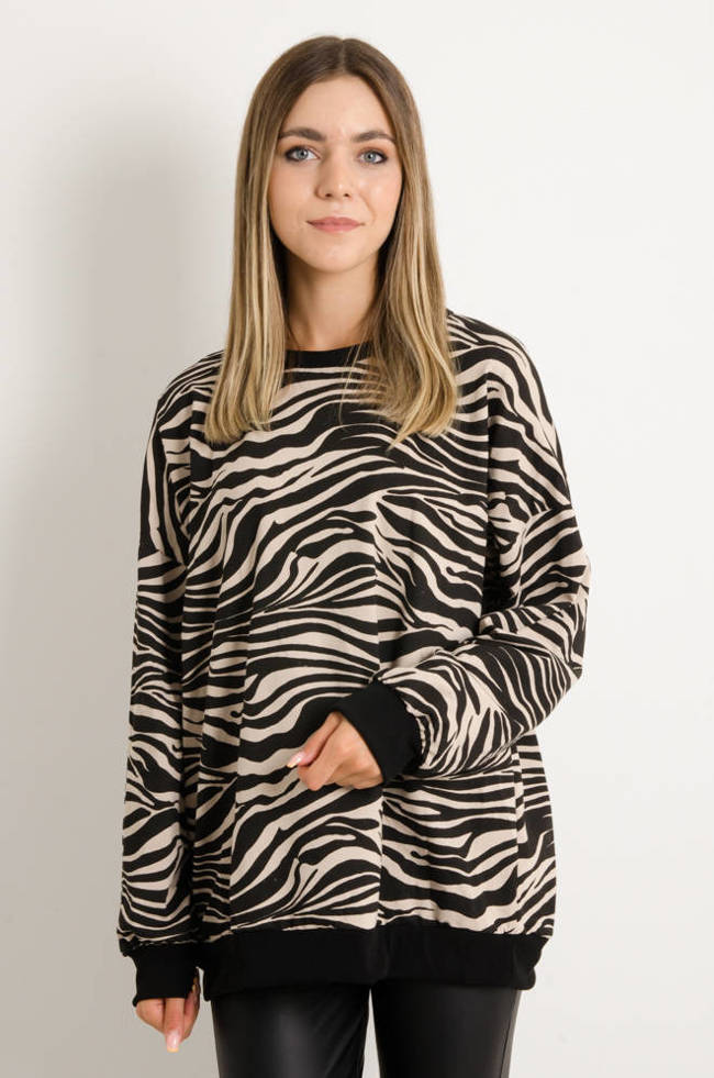 BLUZA OVERSIZE W ZEBRĘ 