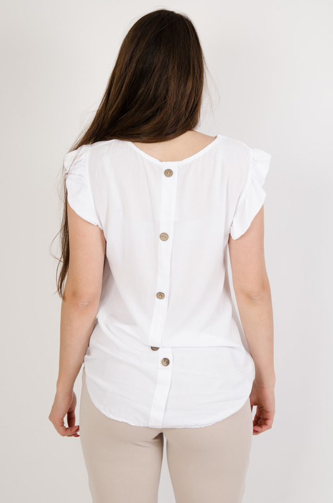 Biała bluzka z guzikami na plecach