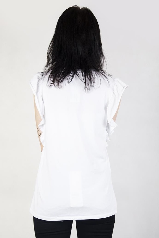 Biała bluzka z kieszonką i falbankami