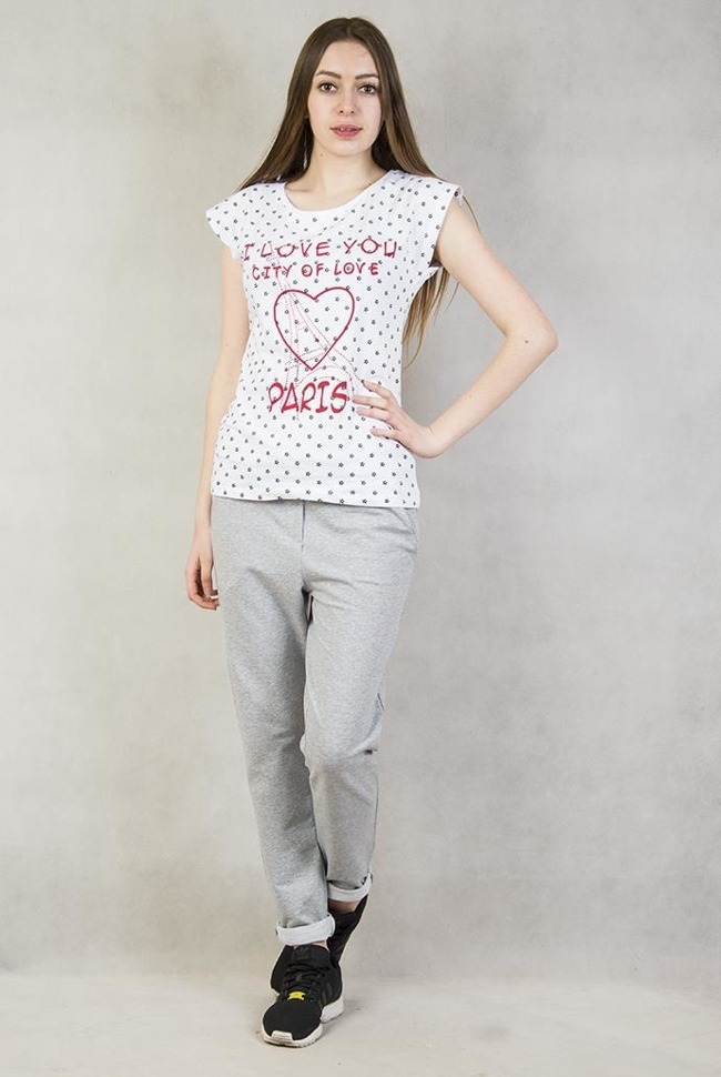 Biała bluzka z napisem "I love Paris"