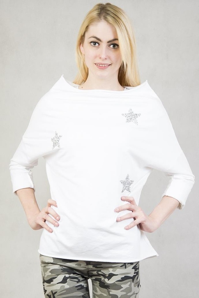 Biała bluzka z trzema gwiazdkami