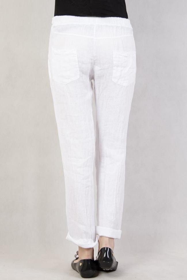 Białe spodnie lniane