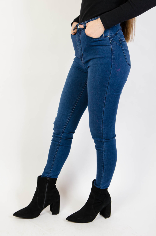 Ciemnoniebieskie spodnie jeansowe typu Push Up (rozmiary M-4XL)