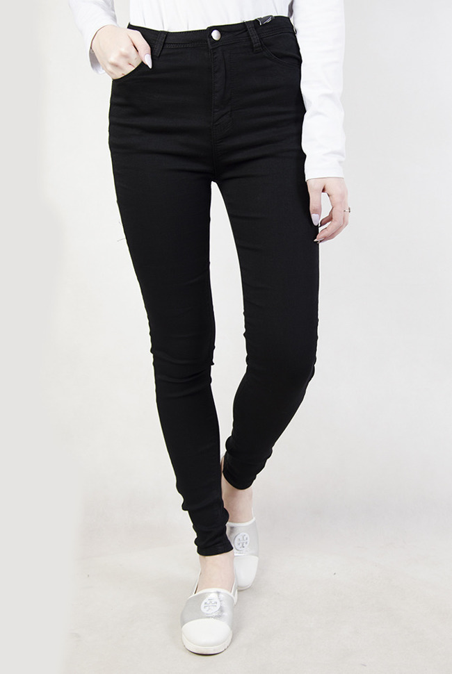 Czarne spodnie skinny jeans z wysokim stanem