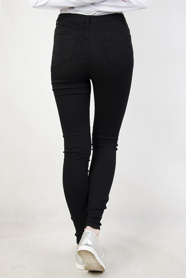 Czarne spodnie skinny jeans z wysokim stanem