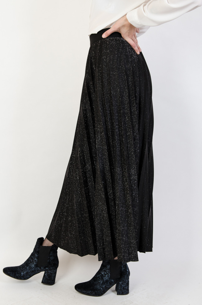 Czarno-brokatowa plisowana spódnica 