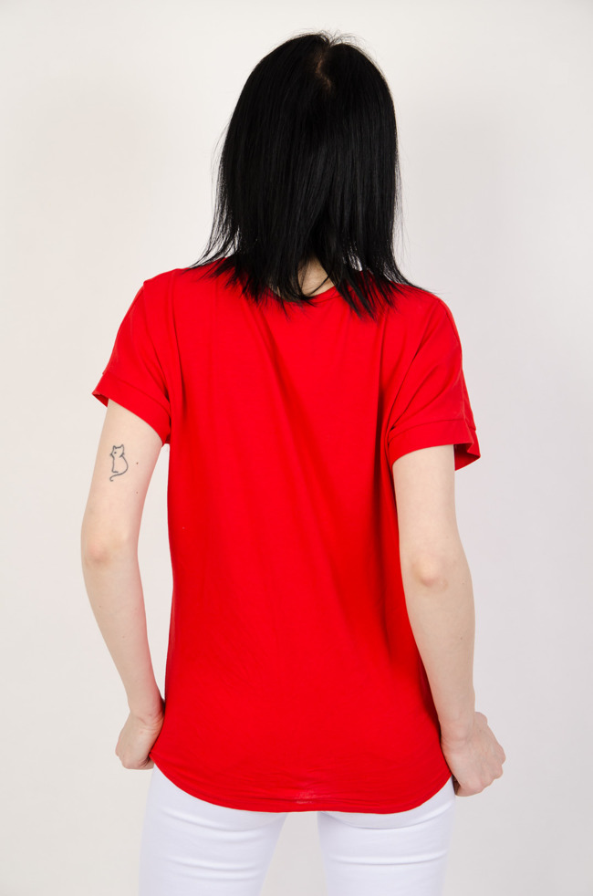 Czerwony T-shirt oversize