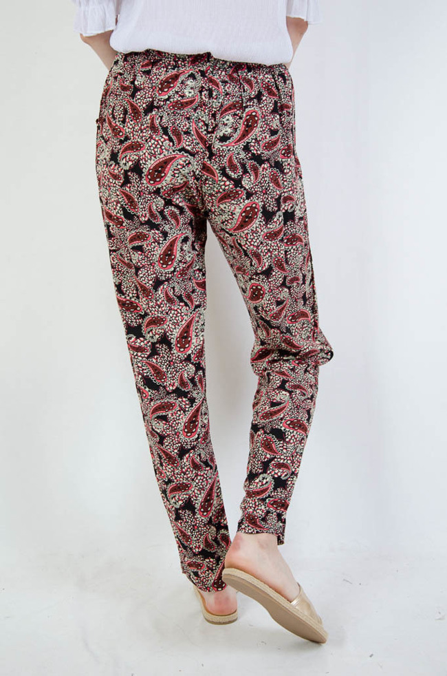 Długie spodnie alladynki w różowe wzory