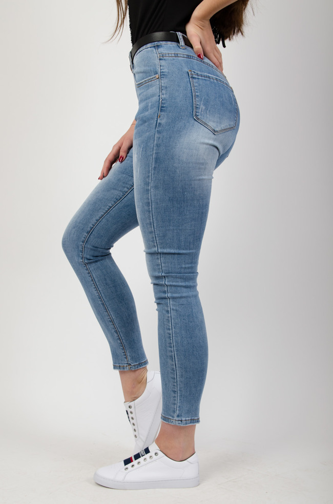 Jasne spodnie jeansowe  Plus Size z prostą nogawką