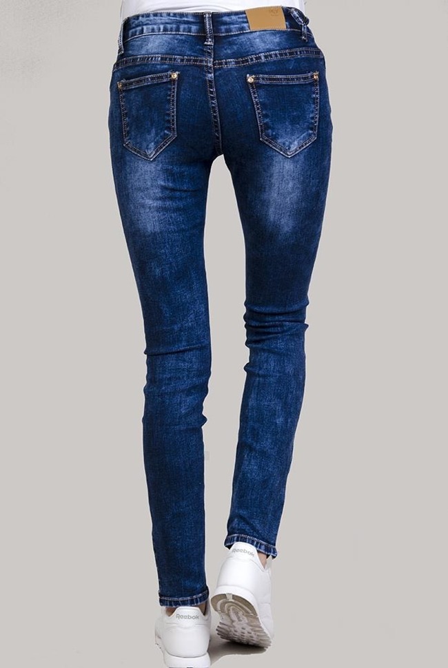 Klasyczne spodnie jeansowe rurki z zameczkami