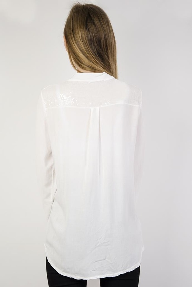 Koszula asymetryczna mgiełka biała z cekinami