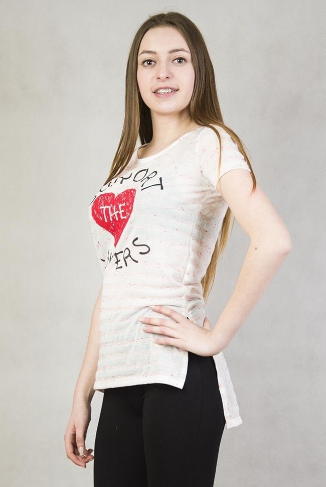 Różowa, asymetryczna bluzka "Support the lovers"