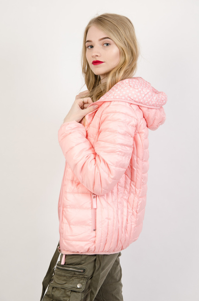 Różowa dwustronna pikowana kurtka