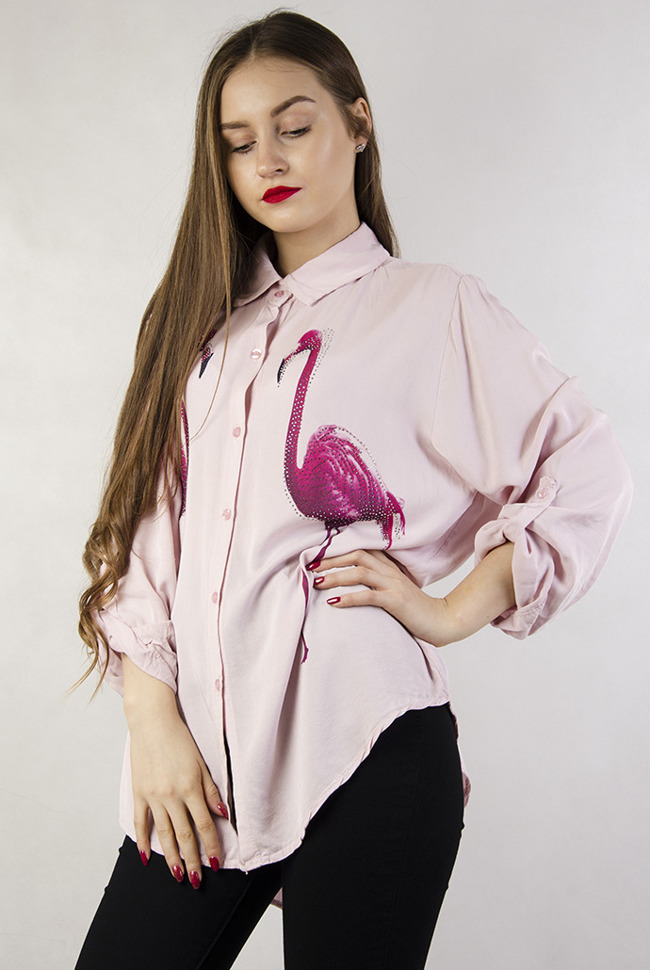 Różowa koszula z flamingiem