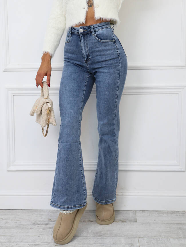 SPODNIE JEANSOWE FLARE DZWONY- JANSY JEANS