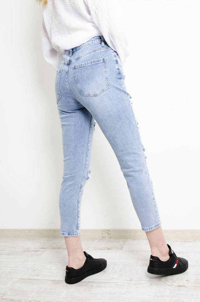 SPODNIE JEANSOWE MOM FIT Z ŁAŃCUCHEM 