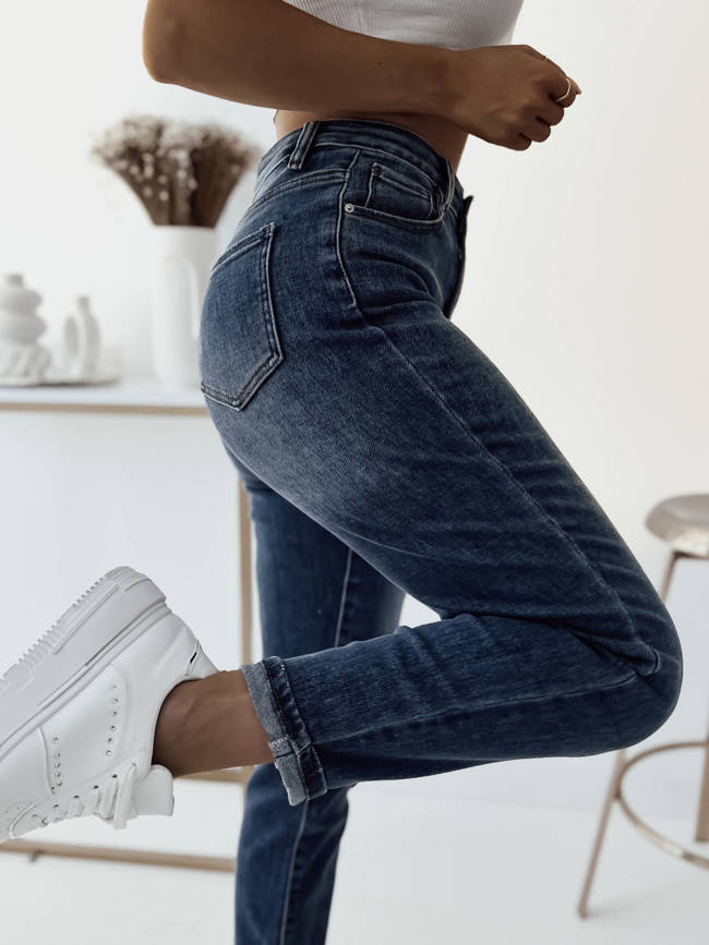 SPODNIE JEANSOWE REGULAR FIT- WYSOKI STAN