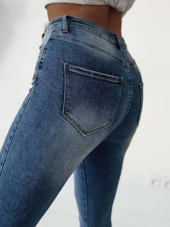 SPODNIE JEANSOWE SKINNY Z BARDZO WYSOKIM STANEM- JASNY DENIM