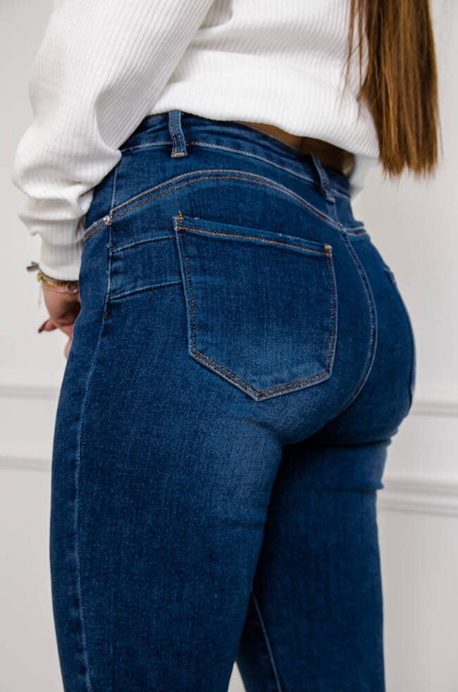 SPODNIE JEANSOWE Z PRZETARCIAMI I WYSOKIM STANEM- PLUS SIZE