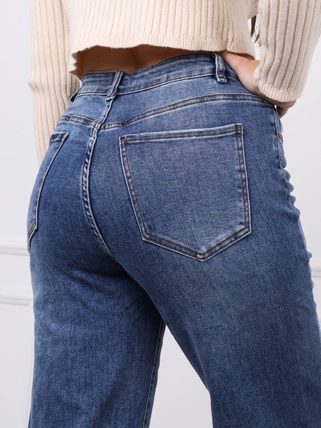 SPODNIE JEANSOWE Z SZEROKIMI NOGAWKAMI PLUS SIZE- CIEMNY JEANS