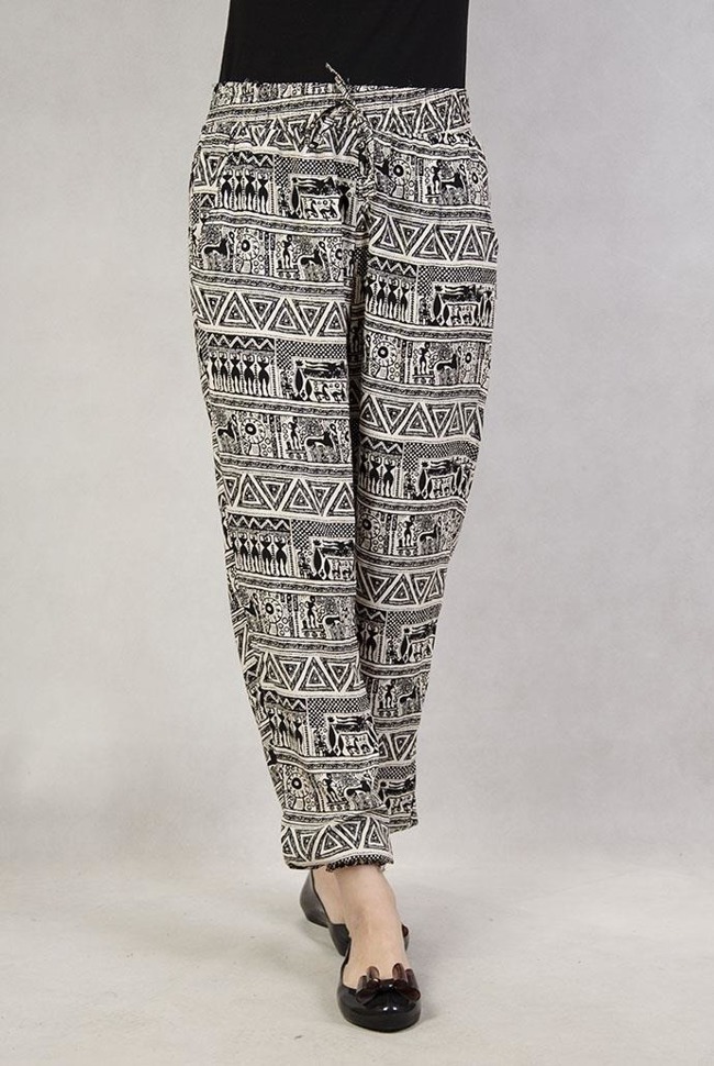 Spodnie alladynki w egipskie wzory
