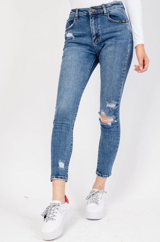 Spodnie jeansowe SLIM z przetarciami na kolanach