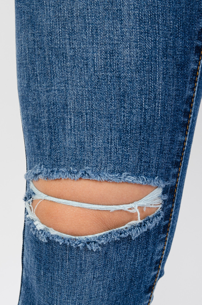 Spodnie jeansowe duże rozmiary (L-4 XL) z szarpaniami na kolanach