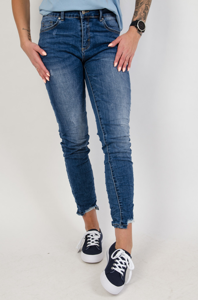 Spodnie jeansowe typu jogger z przetarciami