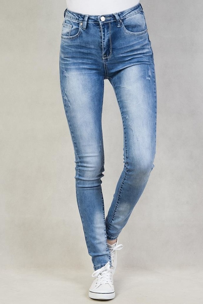 Spodnie jeansowe z delikatnymi przetarciami