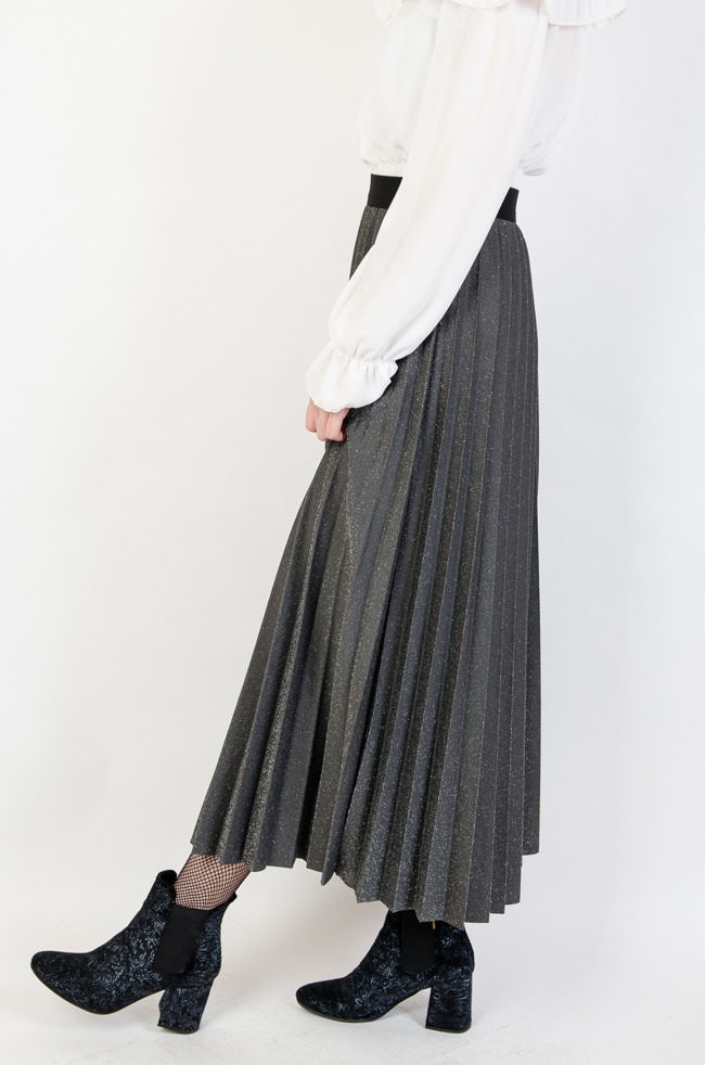 Szaro-brokatowa plisowana spódnica 